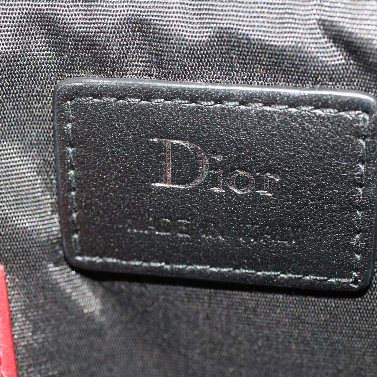 CHRISTIAN DIOR Rose Clutch Bag PVC Leather Black Auth ki3038