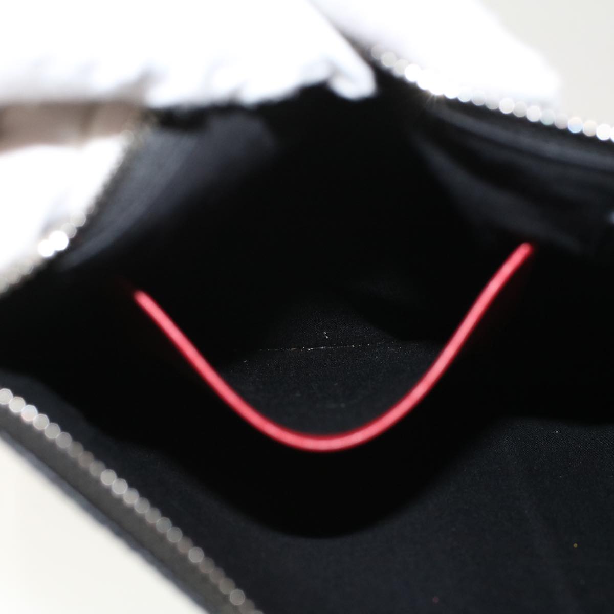 CHRISTIAN DIOR Rose Clutch Bag PVC Leather Black Auth ki3038