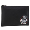 CHRISTIAN DIOR Rose Clutch Bag PVC Leather Black Auth ki3038