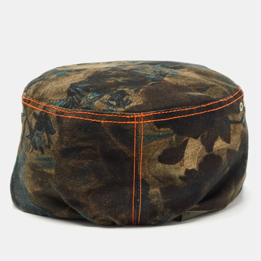 DIOR Vintage Green Printed Cotton & Linen Hat M