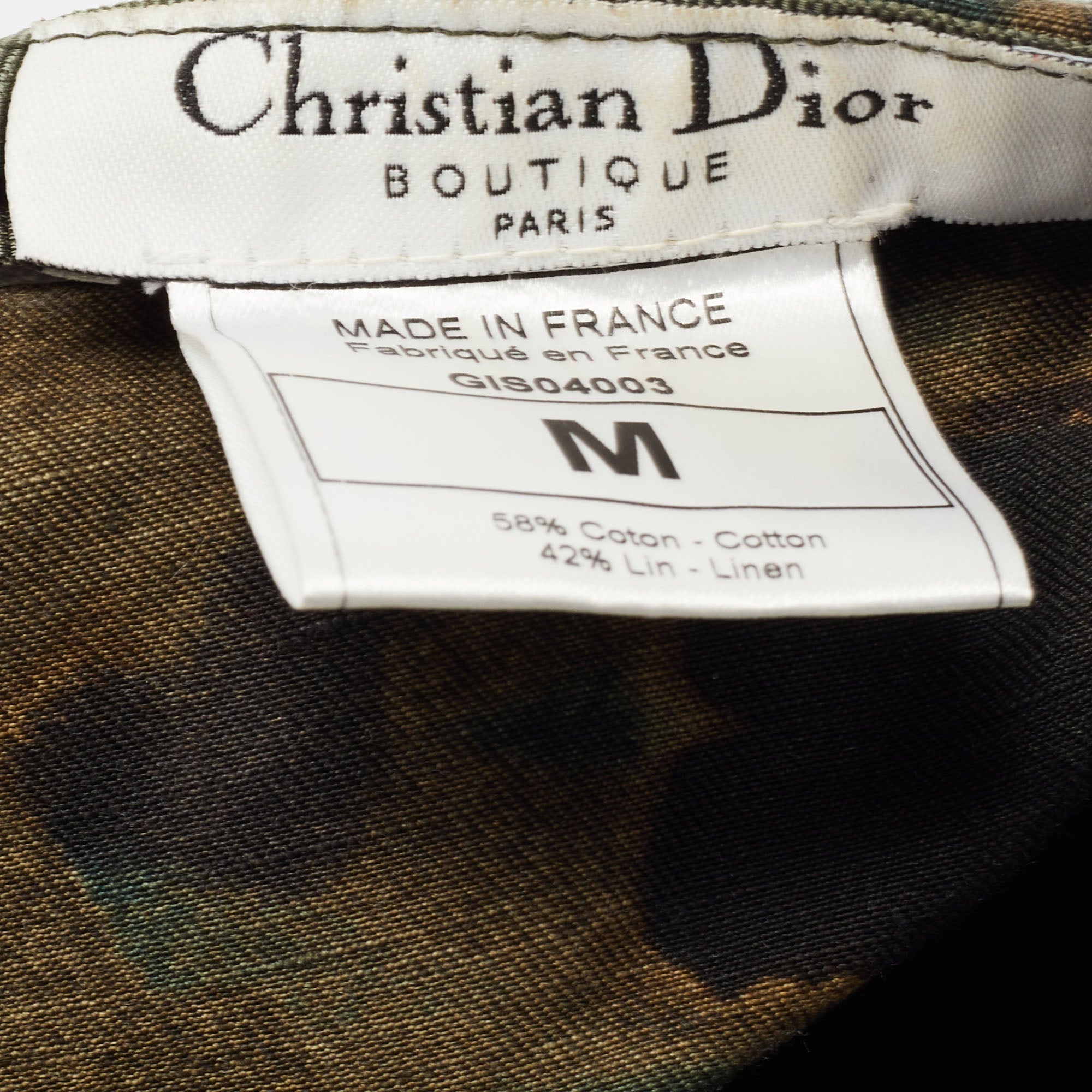 DIOR Vintage Green Printed Cotton & Linen Hat M