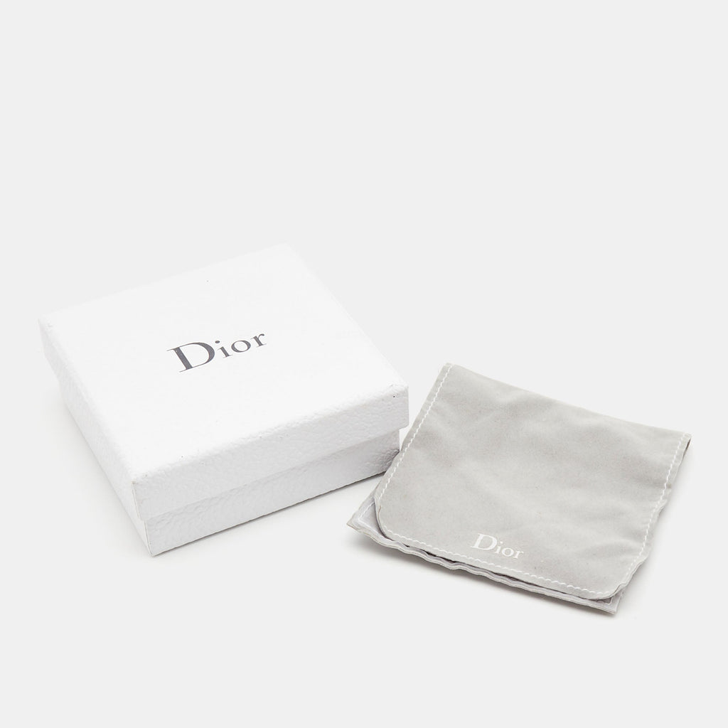 DIOR Mise En  Leather Faux Pearl Gold Tone Double Wrap Bracelet
