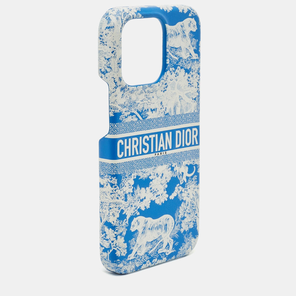 DIOR Blue/White Leather  Travel iPhone 13 Pro Case