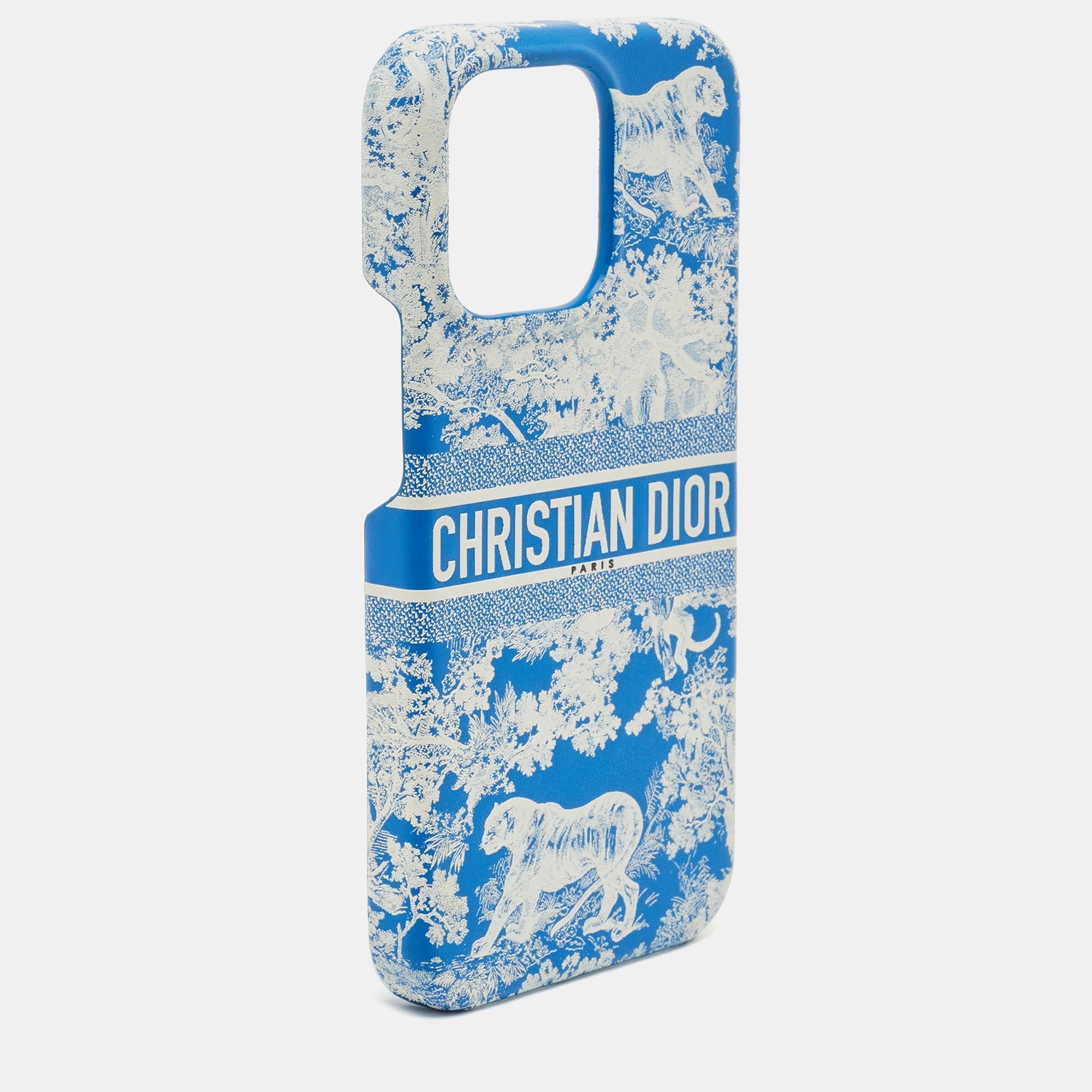 DIOR Blue/White Leather  Travel iPhone 13 Pro Case
