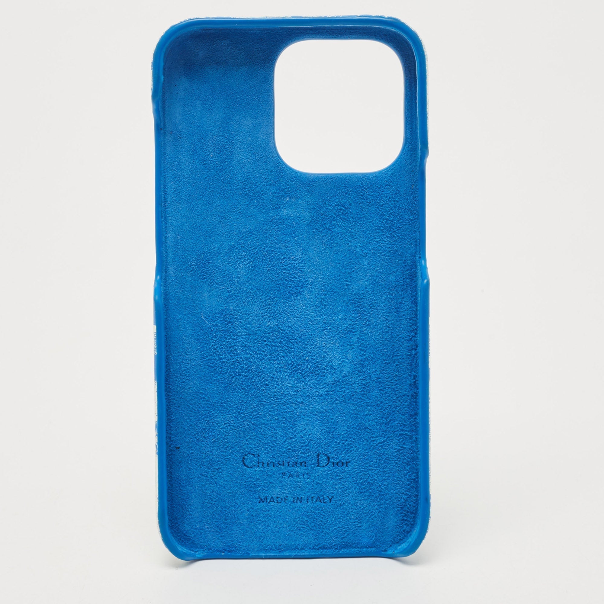 DIOR Blue/White Leather  Travel iPhone 13 Pro Case