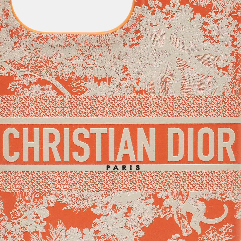 DIOR Orange/White Leather  Travel iPhone 13 Pro Case