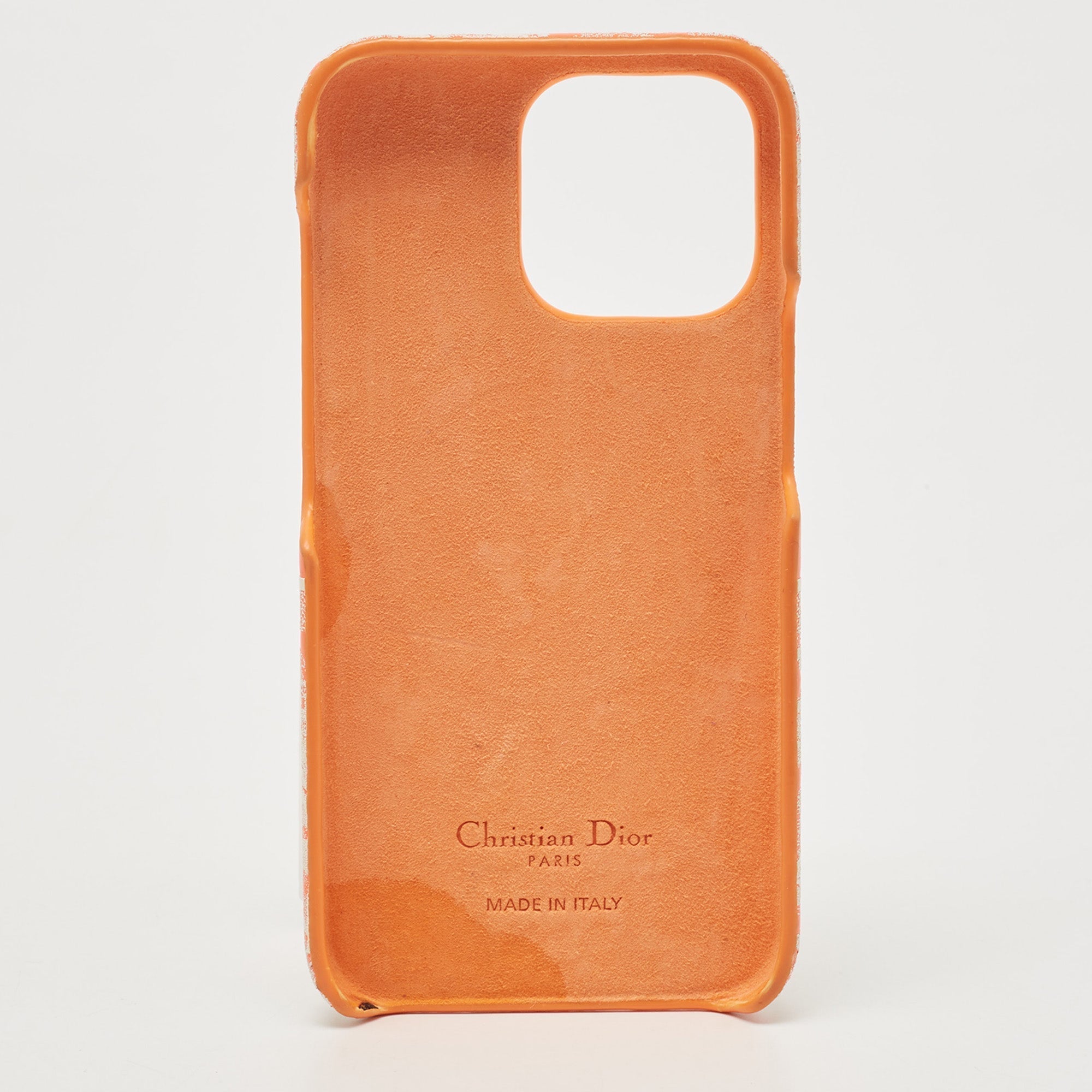 DIOR Orange/White Leather  Travel iPhone 13 Pro Case