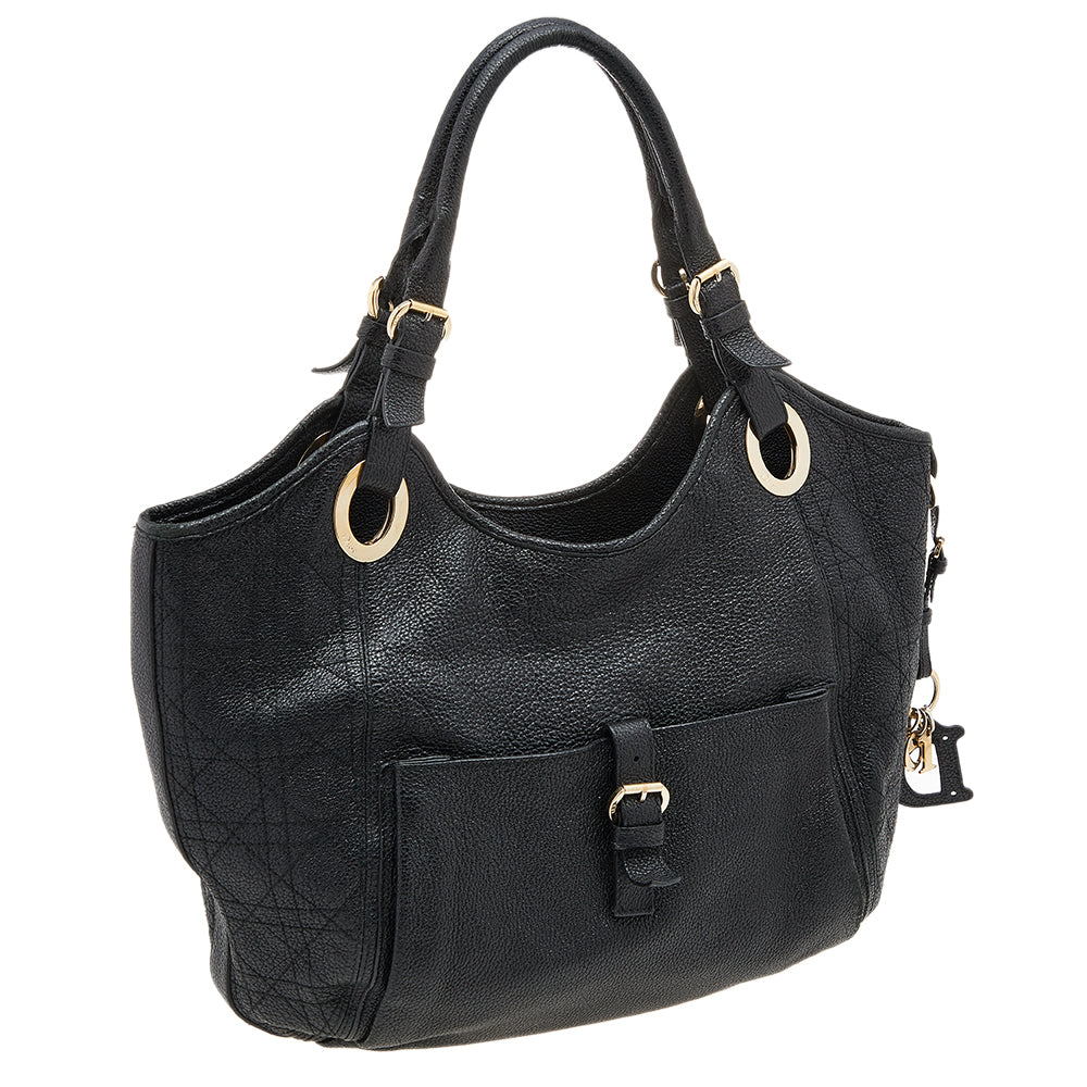DIOR Black Cannage Leather Bee Hobo