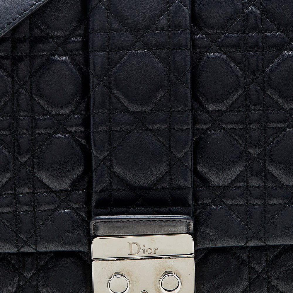 DIOR Black Cannage Leather Large Miss  Flap Bag