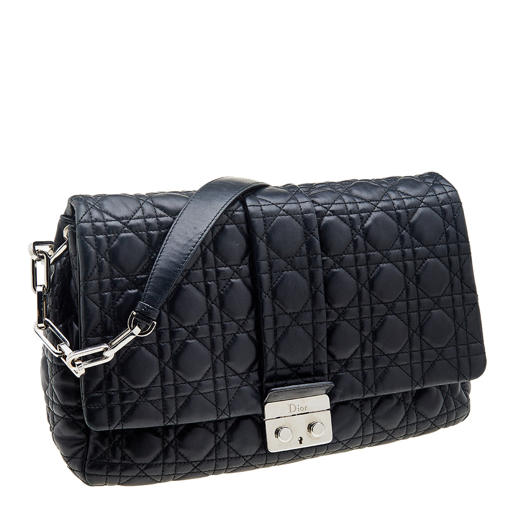 DIOR Black Cannage Leather Large Miss  Flap Bag