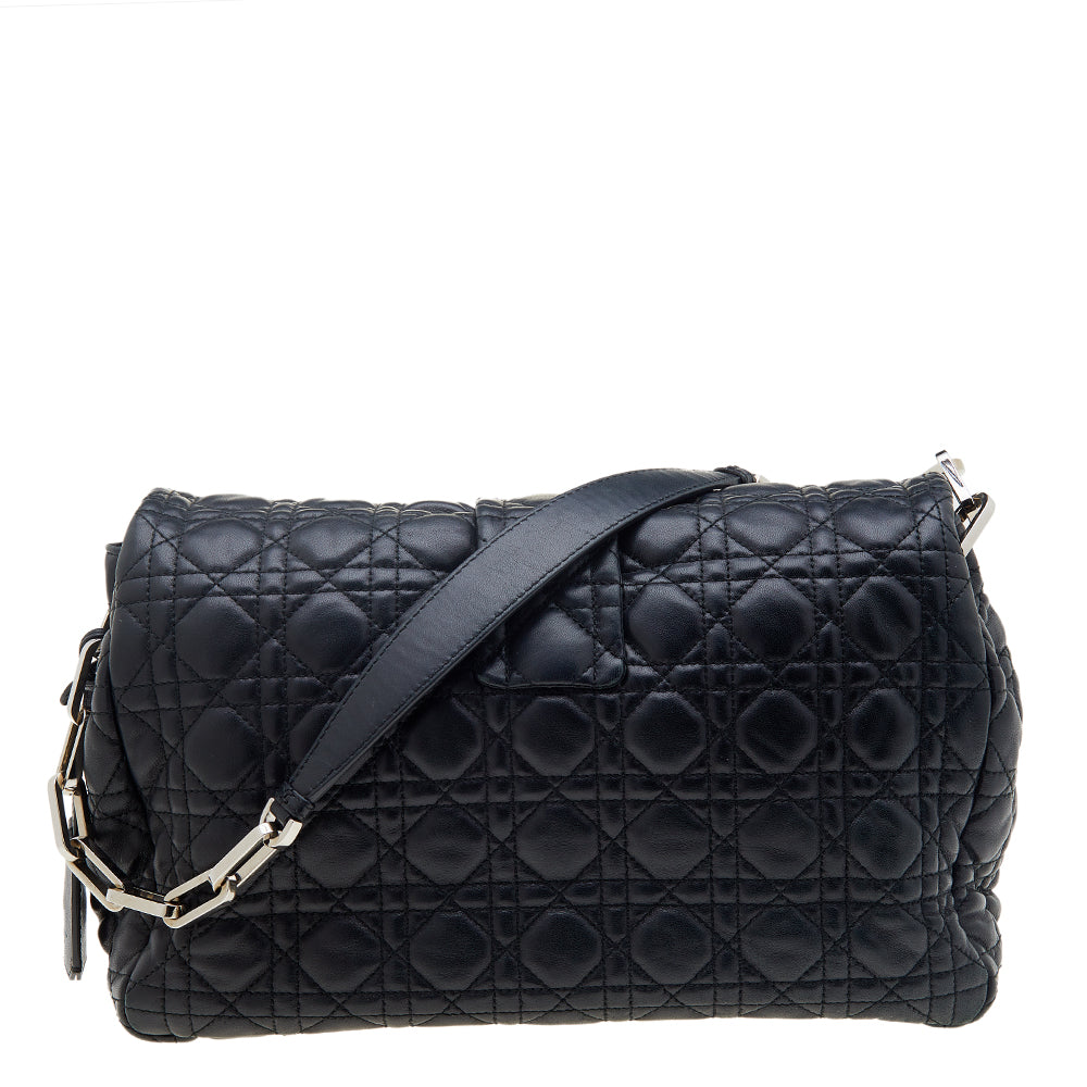 DIOR Black Cannage Leather Large Miss  Flap Bag