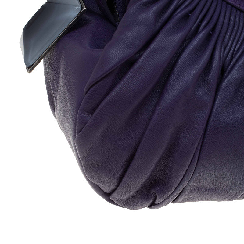 DIOR Purple Pleated Leather Plisse Satchel