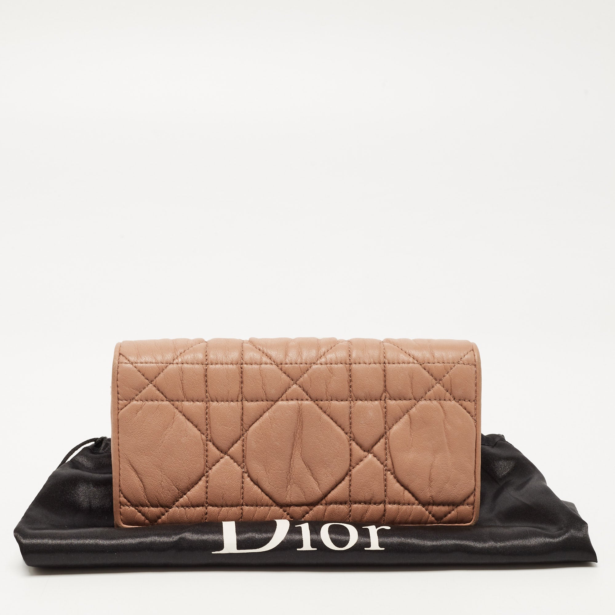 DIOR Beige Cannage Leather Lady  Continental Wallet