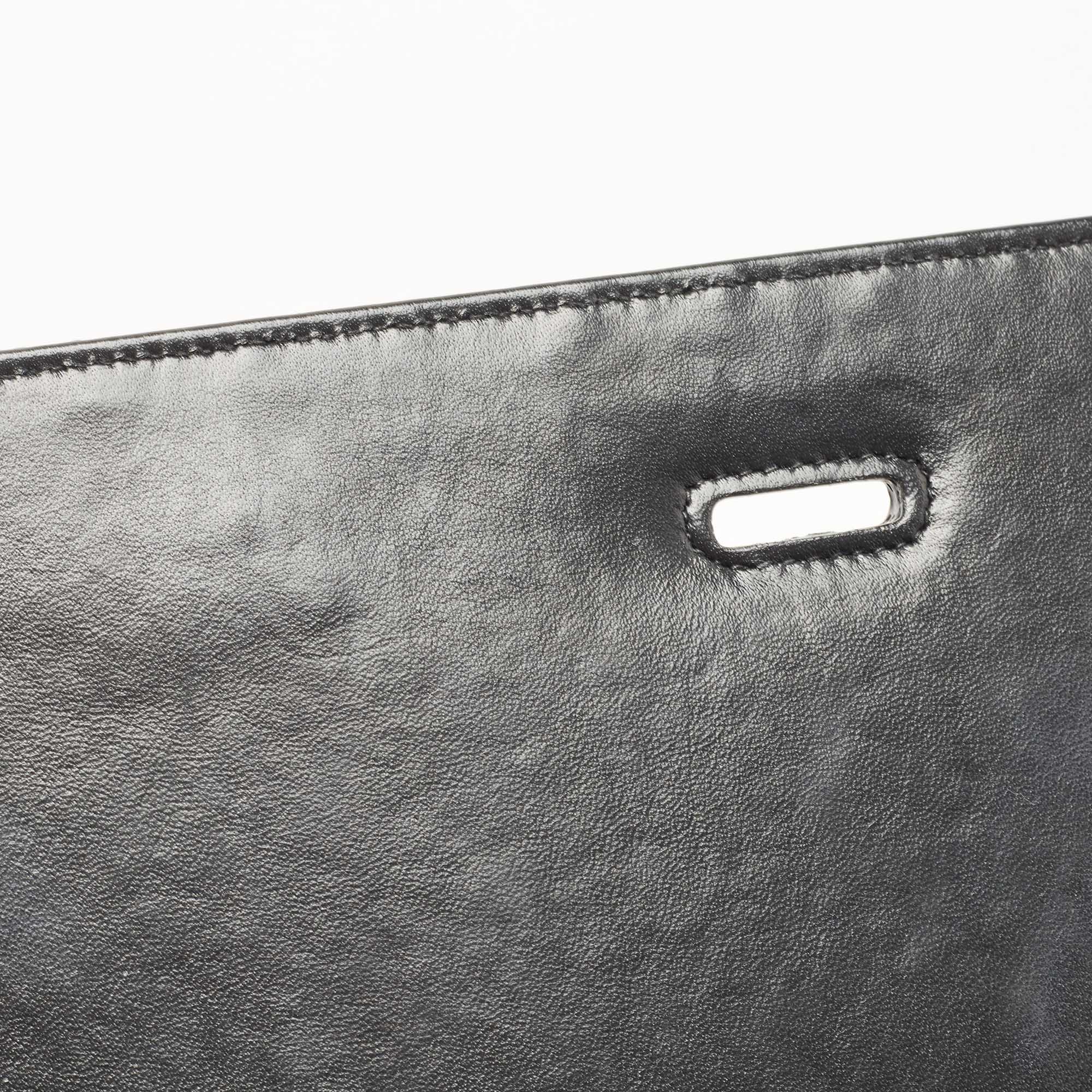 DIOR Black Wavy Effect Leather 30 Montaigne Shoulder Bag