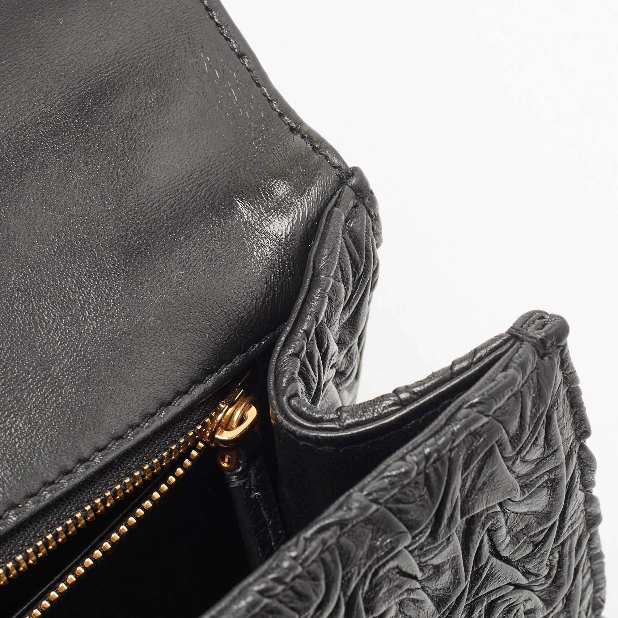 DIOR Black Wavy Effect Leather 30 Montaigne Shoulder Bag