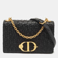 DIOR Black Wavy Effect Leather 30 Montaigne Shoulder Bag