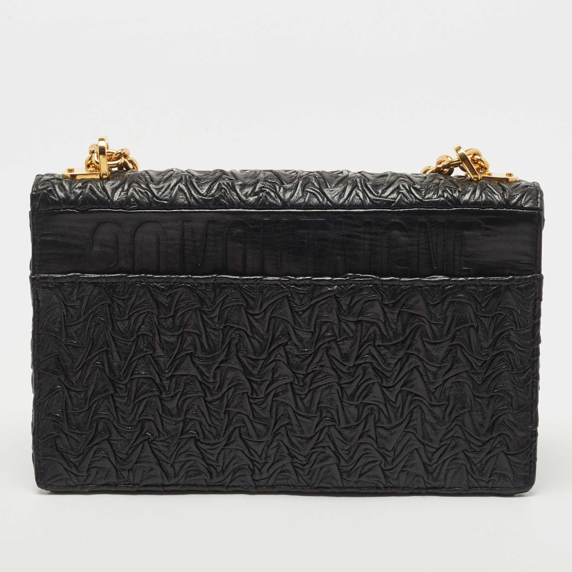 DIOR Black Wavy Effect Leather 30 Montaigne Shoulder Bag