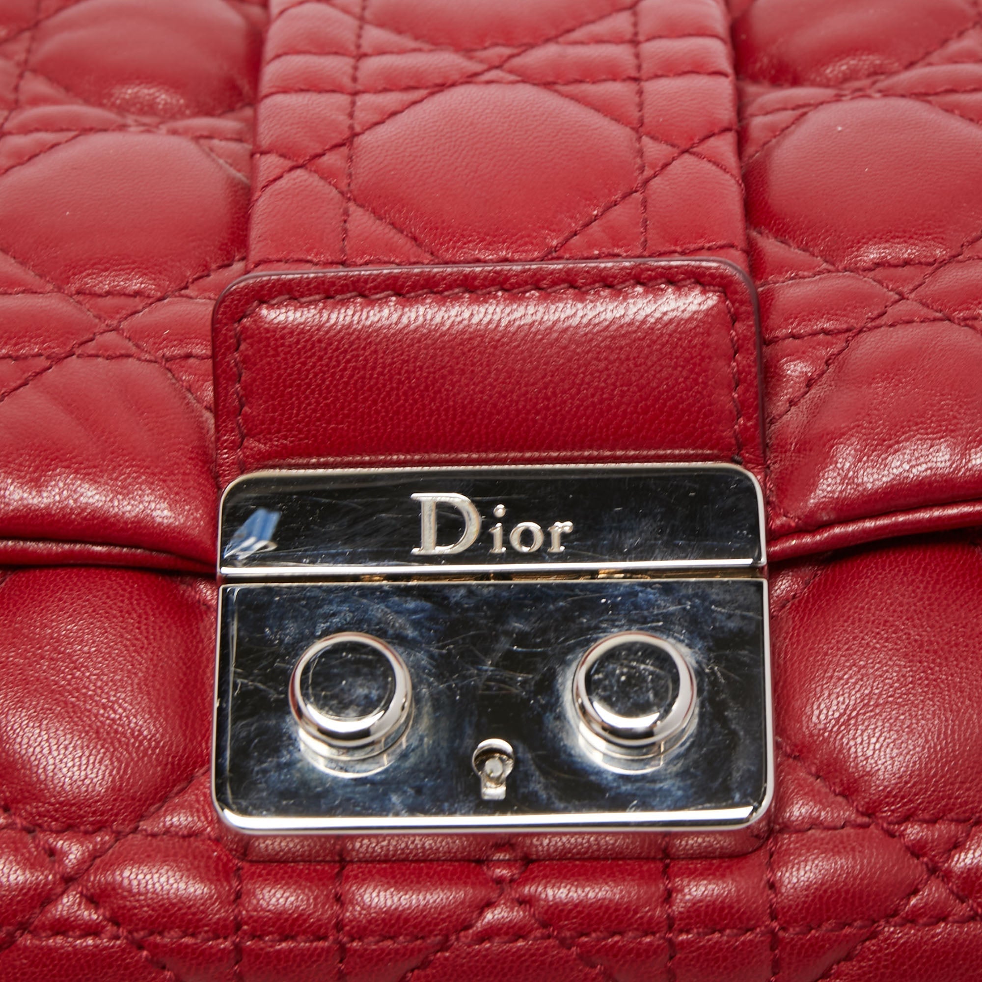 DIOR Red Cannage Leather Miss  Shoulder Bag