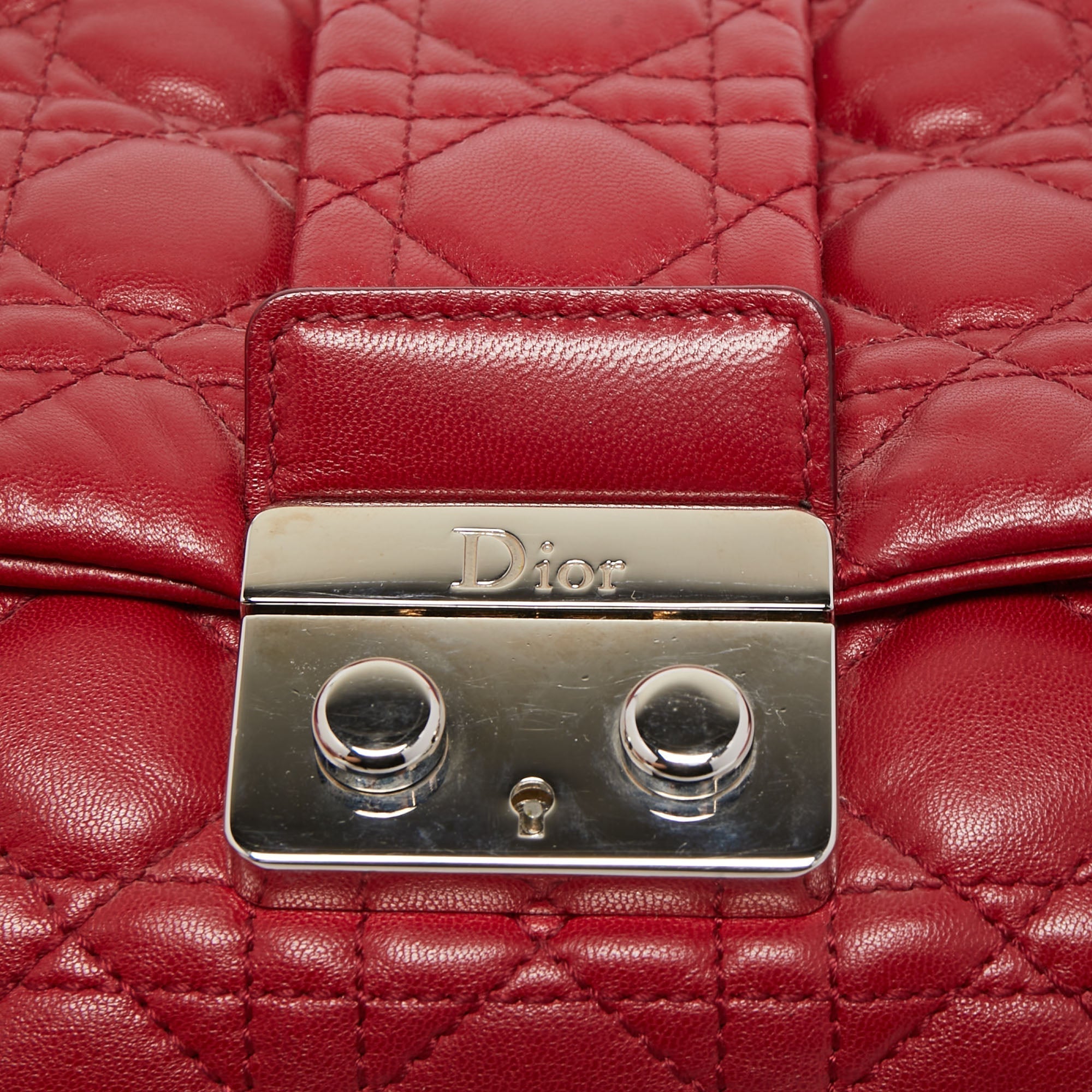 DIOR Red Cannage Leather Miss  Shoulder Bag