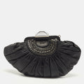 DIOR Black Pleated Leather Frame Clutch