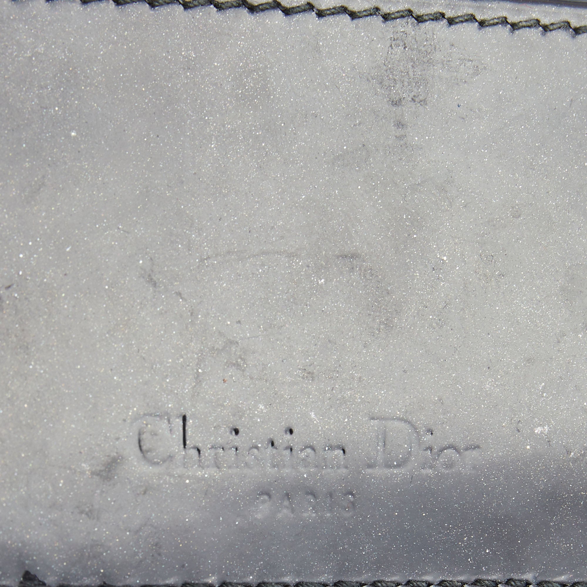 DIOR Black Cannage Patent Leather Lady  Card Holder