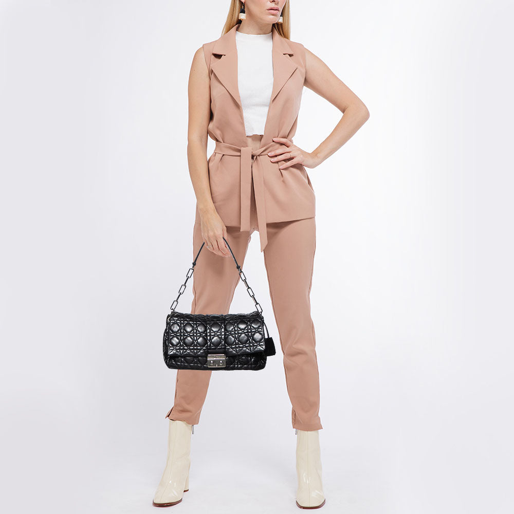 DIOR Black Cannage Leather Miss  Flap Bag