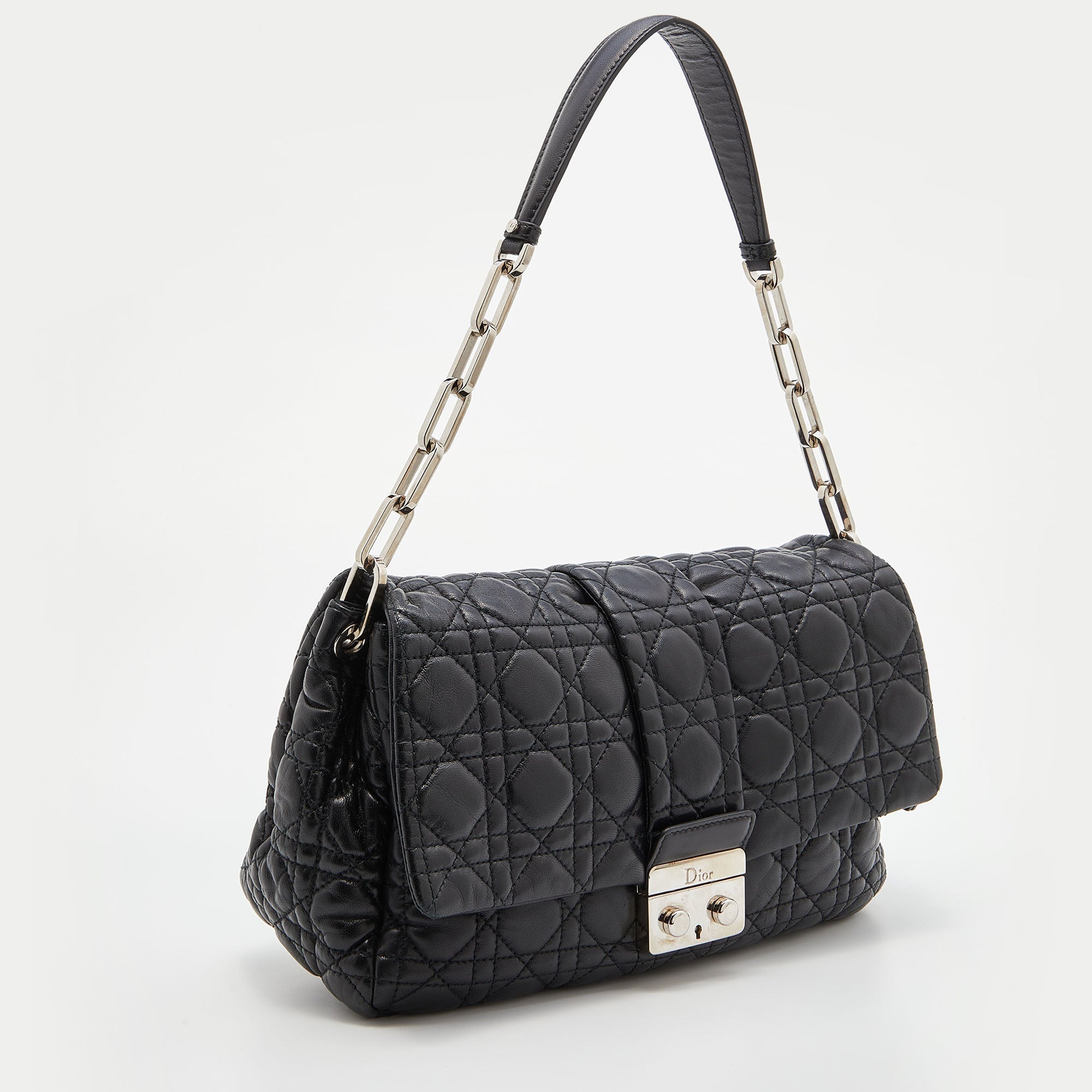 DIOR Black Cannage Leather Miss  Flap Bag