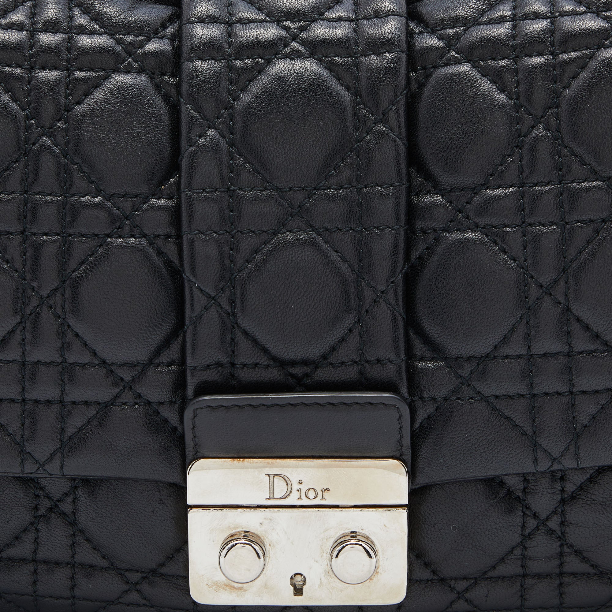 DIOR Black Cannage Leather Miss  Flap Bag