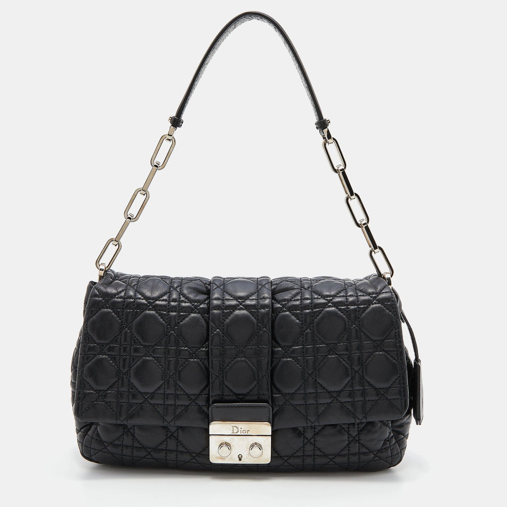 DIOR Black Cannage Leather Miss  Flap Bag