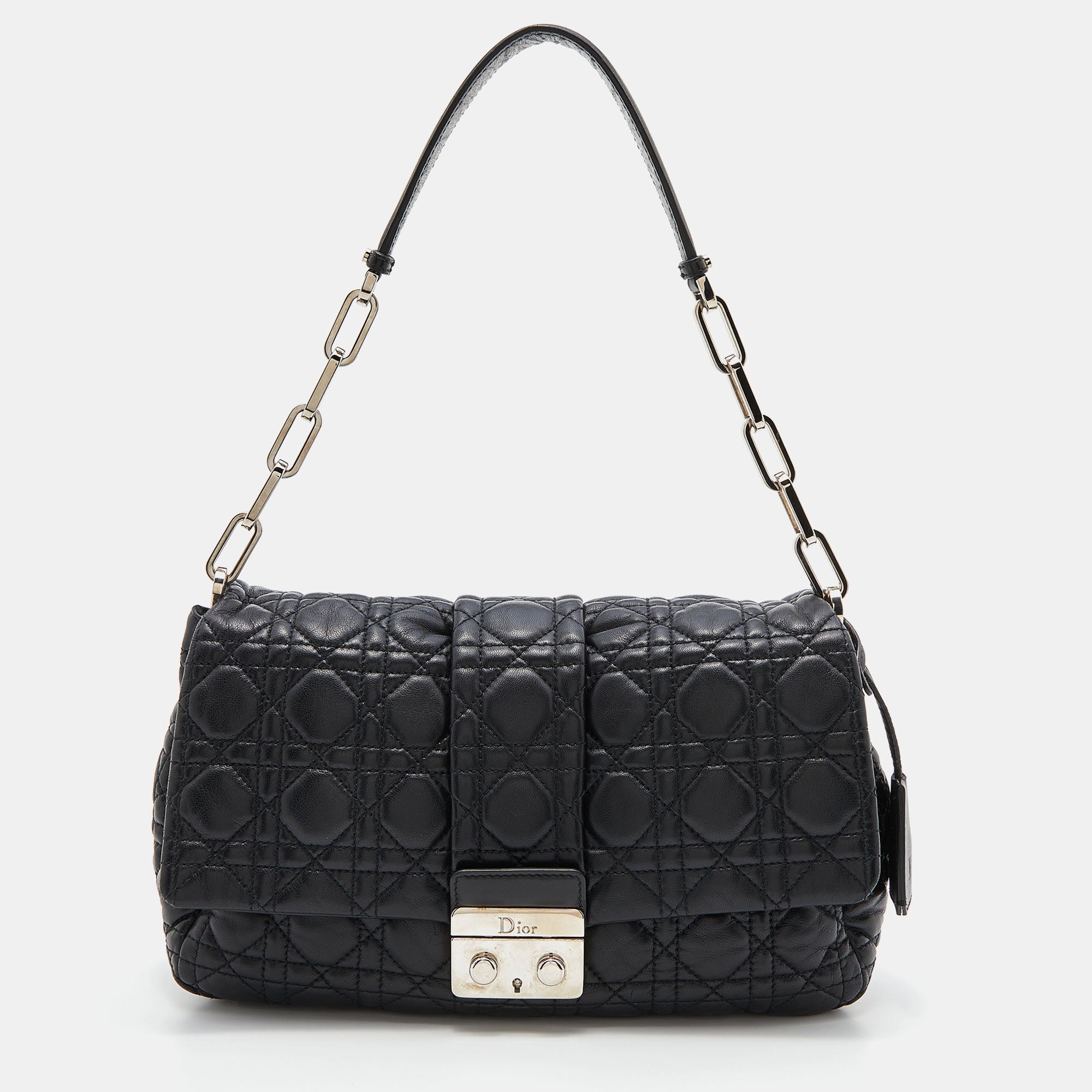 DIOR Black Cannage Leather Miss  Flap Bag