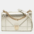 DIOR Silver Leather Medium ama Flap Shoulder Bag