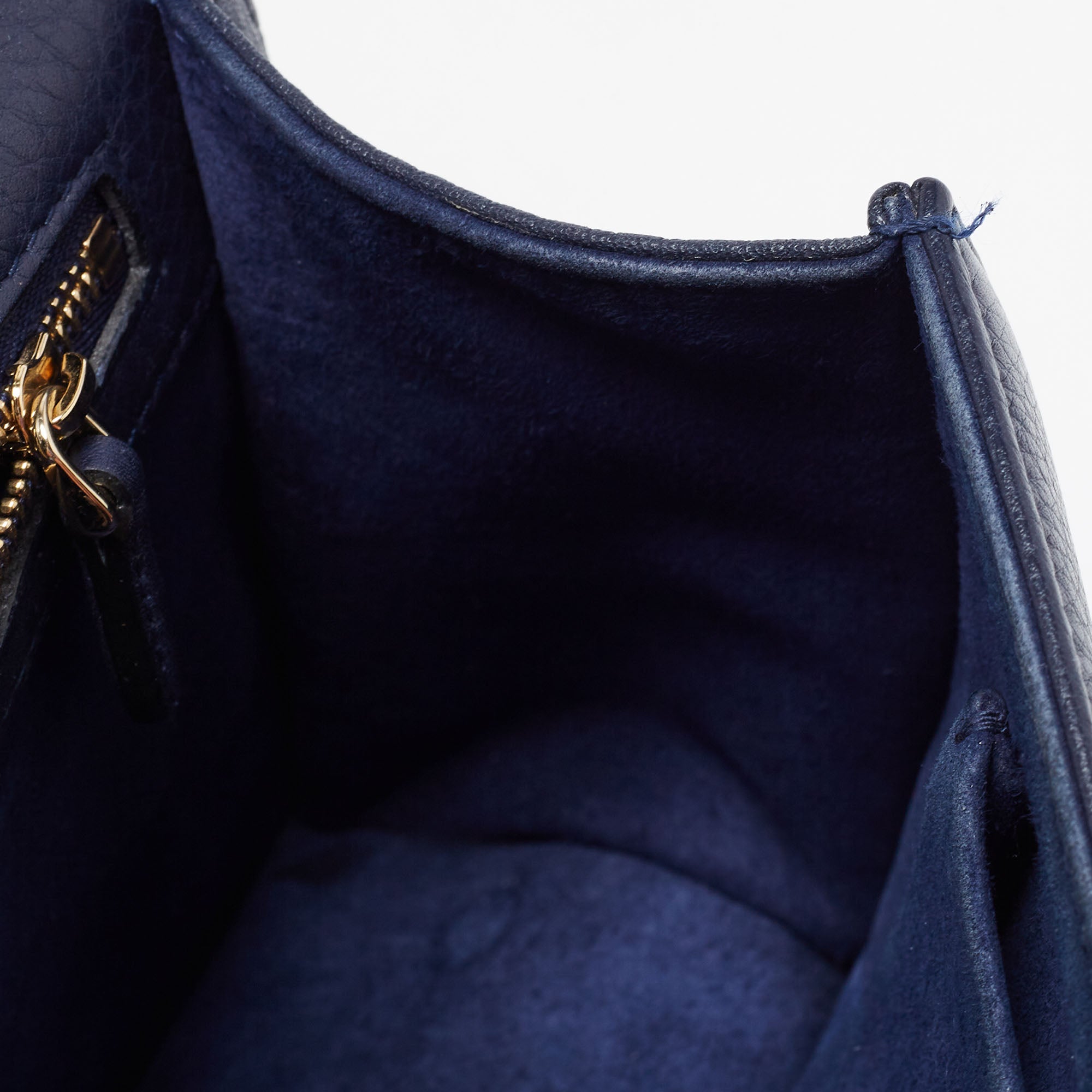 DIOR Navy Blue Leather Medium ama Flap Shoulder Bag