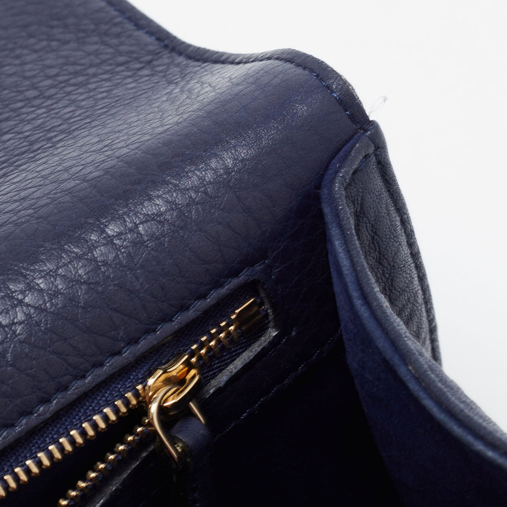 DIOR Navy Blue Leather Medium ama Flap Shoulder Bag