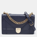 DIOR Navy Blue Leather Medium ama Flap Shoulder Bag
