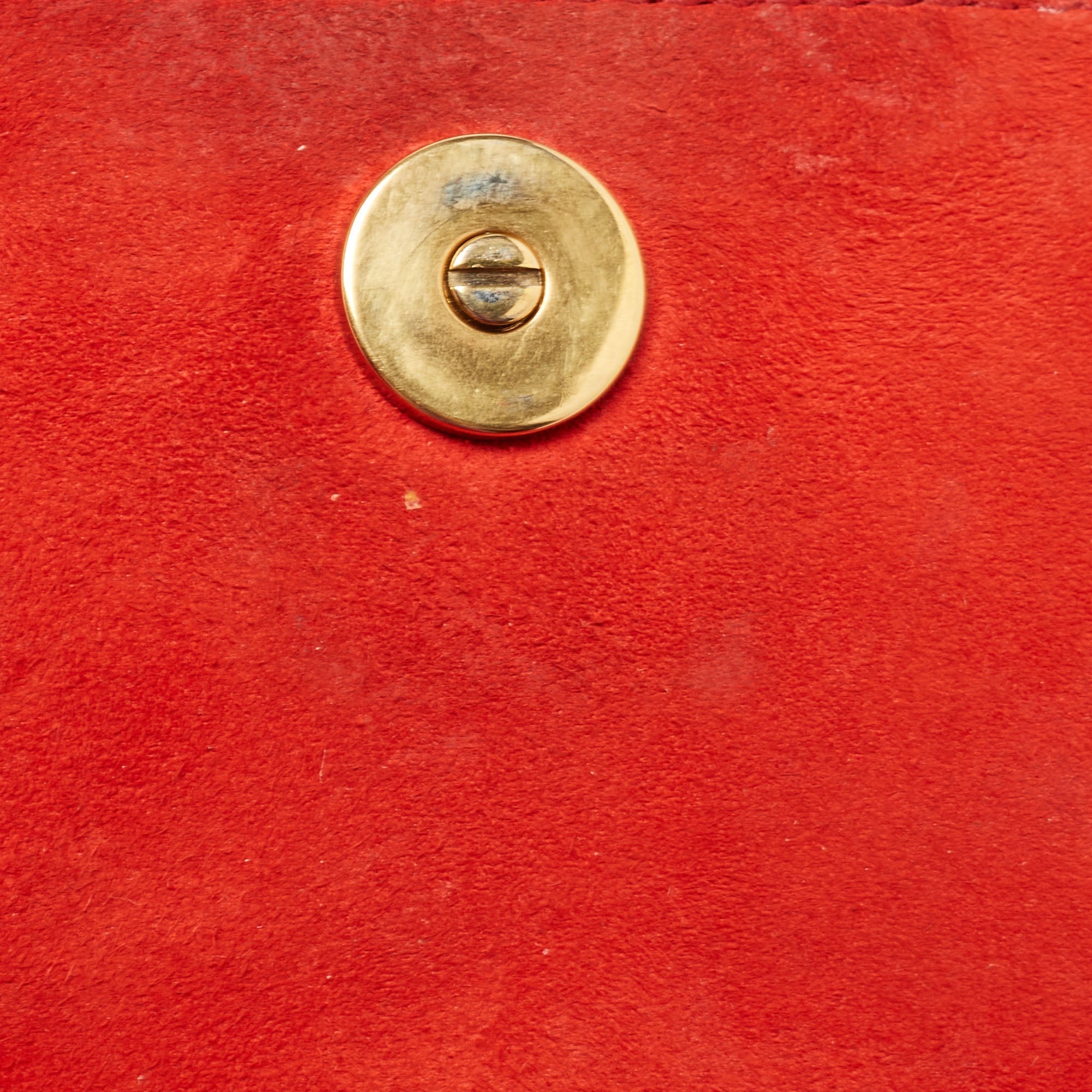 DIOR Red Leather ama Studded Vertical Chain Clutch