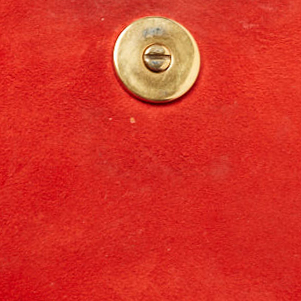 DIOR Red Leather ama Studded Vertical Chain Clutch