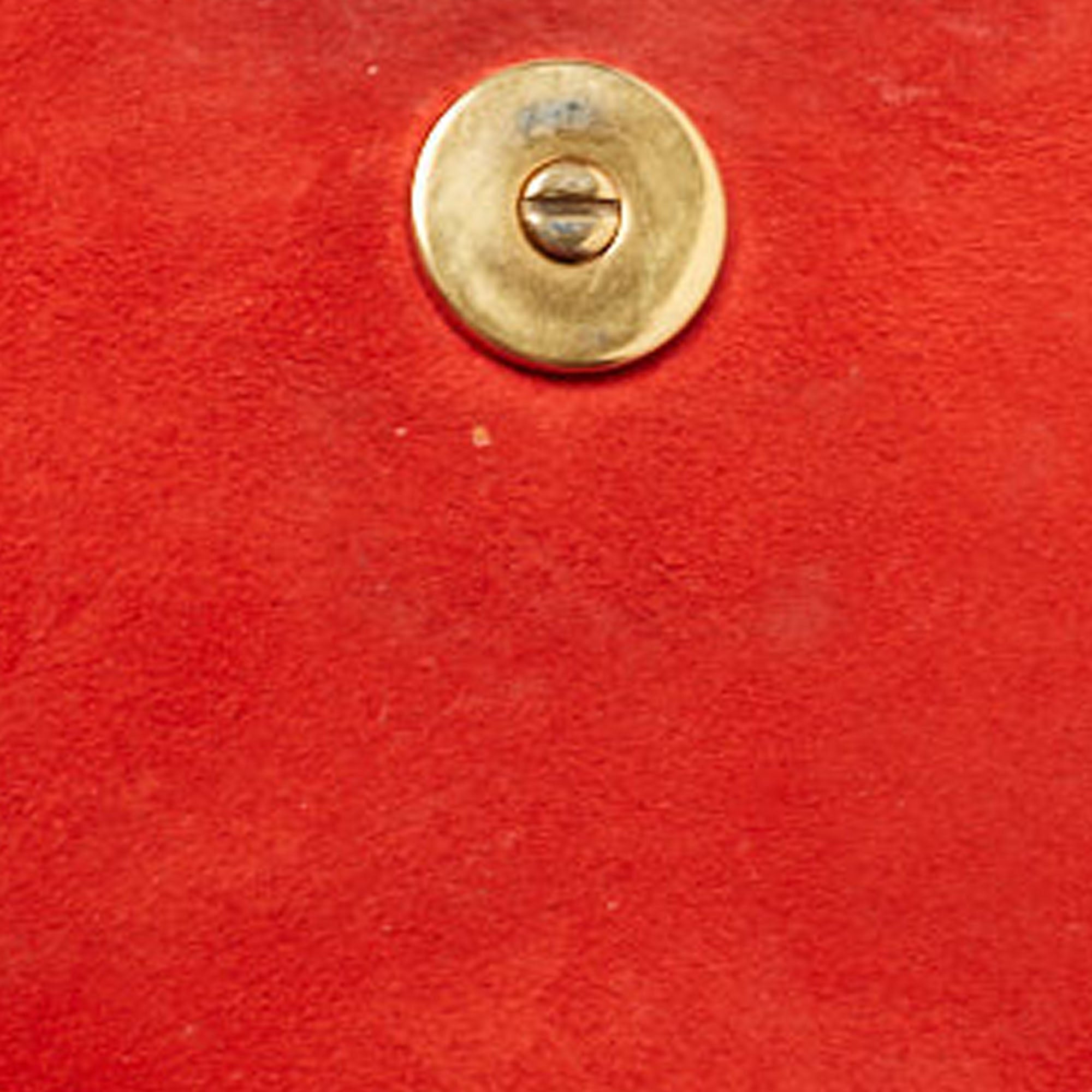 DIOR Red Leather ama Studded Vertical Chain Clutch