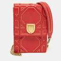 DIOR Red Leather ama Studded Vertical Chain Clutch