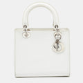 DIOR Off White Patent Leather Medium Vintage Lady  Tote