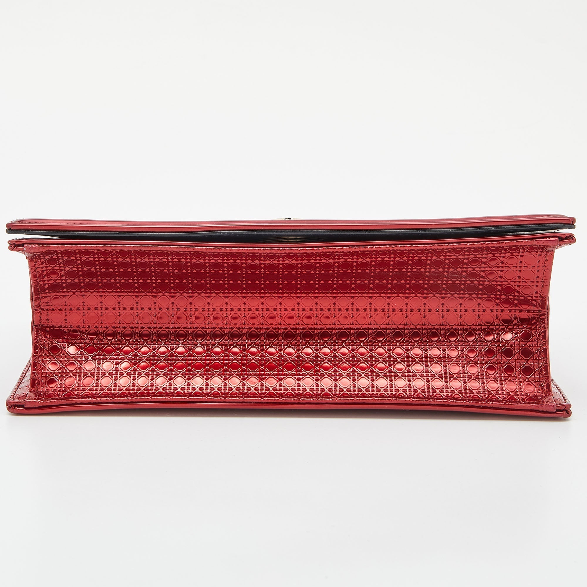 DIOR Metallic Red Micro Cannage Patent Leather Medium ama Shoulder Bag