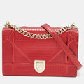 DIOR Metallic Red Micro Cannage Patent Leather Medium ama Shoulder Bag