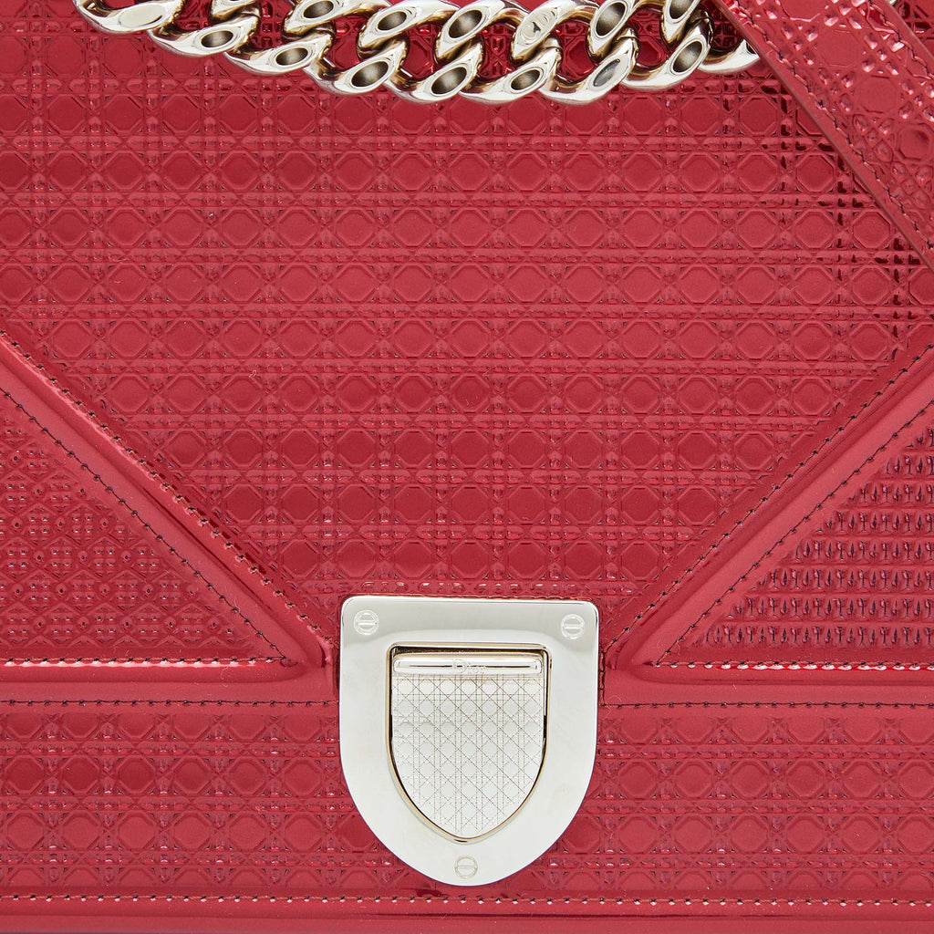 DIOR Metallic Red Micro Cannage Patent Leather Medium ama Shoulder Bag