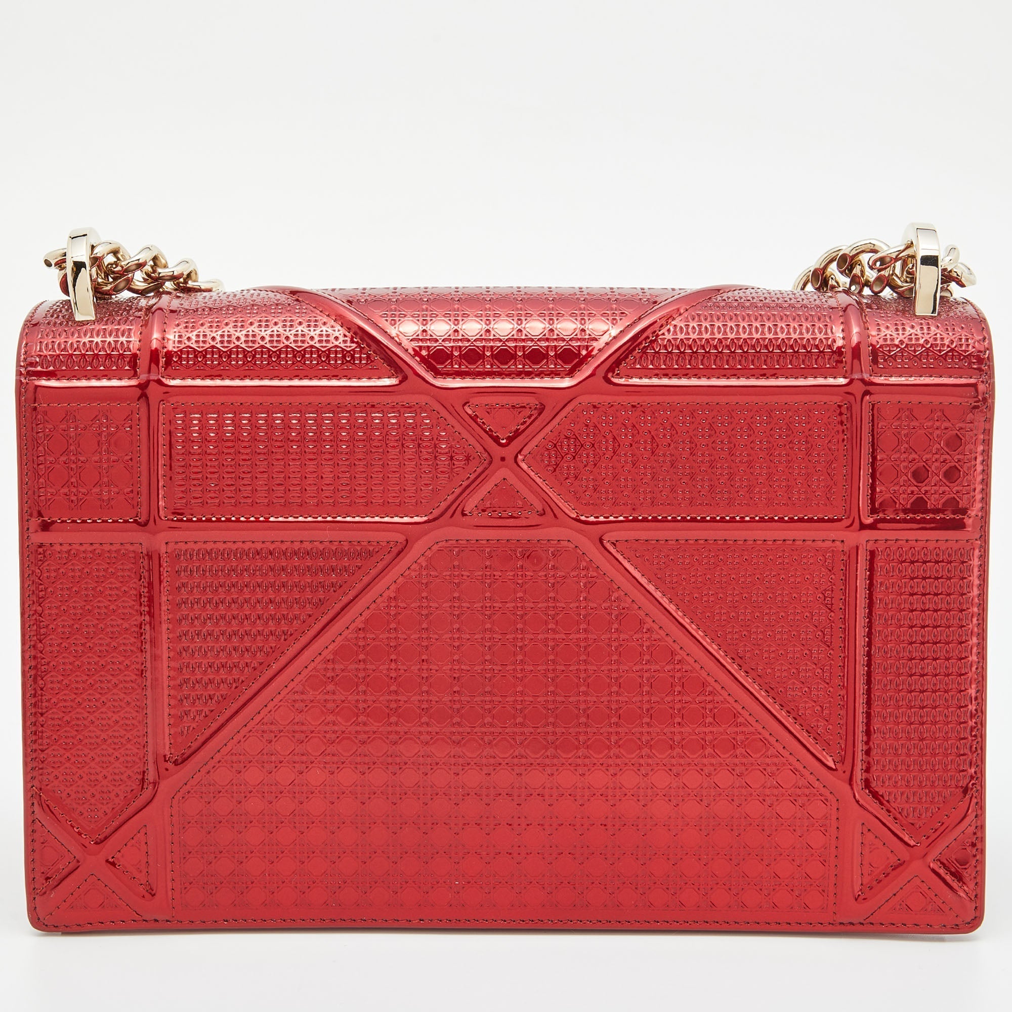 DIOR Metallic Red Micro Cannage Patent Leather Medium ama Shoulder Bag