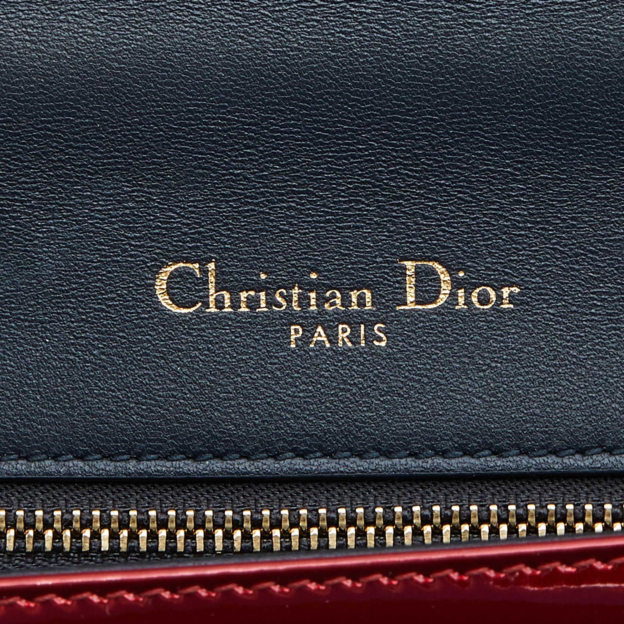 DIOR Metallic Red Micro Cannage Patent Leather Medium ama Shoulder Bag