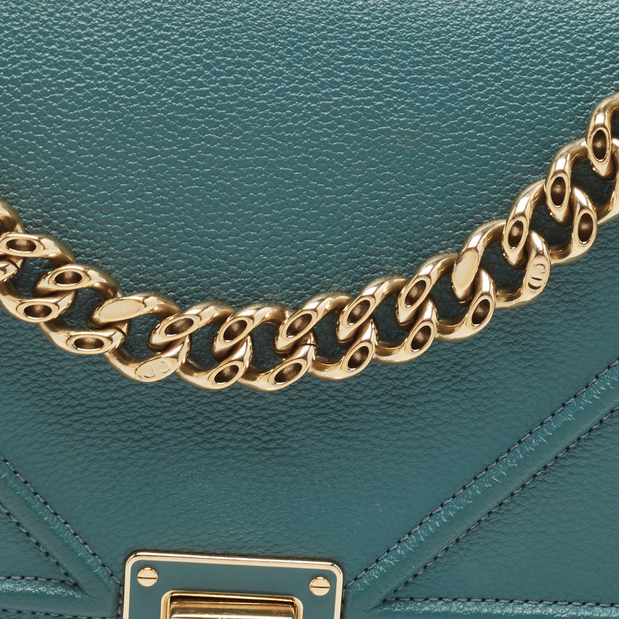 DIOR Teal Green Leather Medium ama Shoulder Bag
