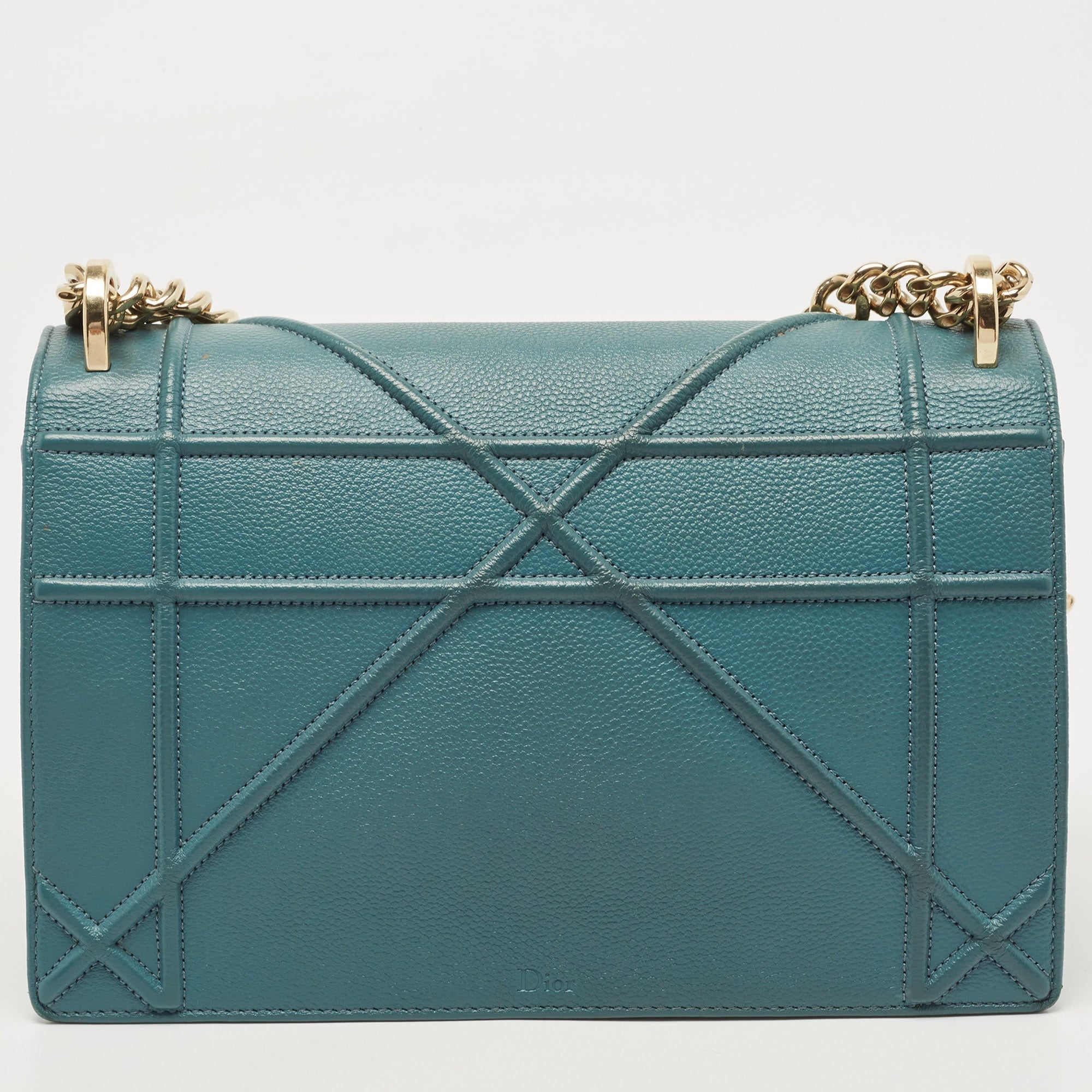 DIOR Teal Green Leather Medium ama Shoulder Bag