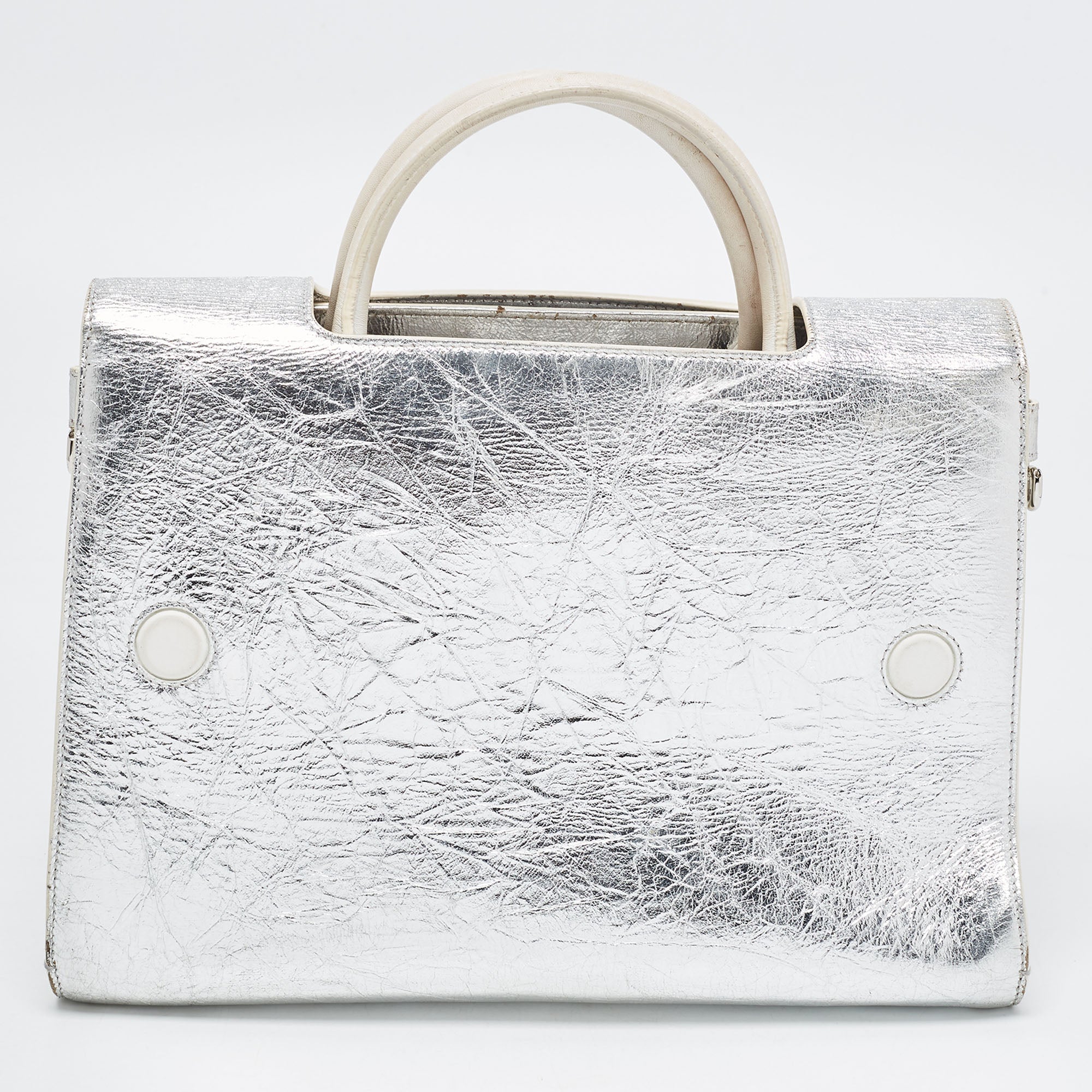 DIOR Silver Laminated Leather Medium ever Bag
