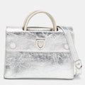 DIOR Silver Laminated Leather Medium ever Bag