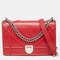 DIOR Red Leather Medium ama Flap Shoulder Bag