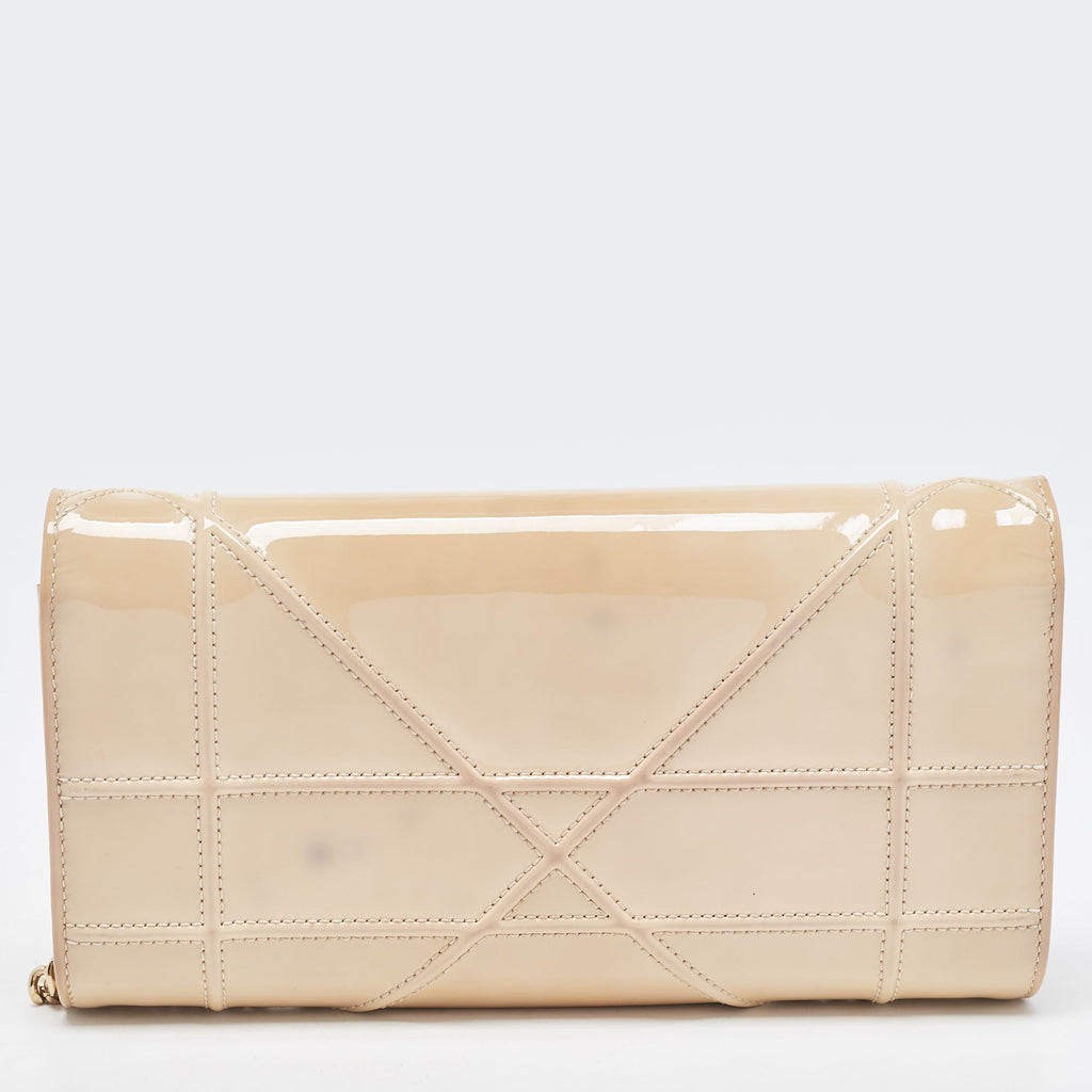 DIOR Beige Patent Leather ama Wallet On Chain